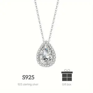 【Gift For Mom】Water Drop 5A+ Zirconia Pendant Necklaces For Women, 925 Sterling Silver Drop Necklaces,Stylish And Luxurious Design For Birthday, Anniversary Valentine's Day, New Year, Comes With A Gift Box!
