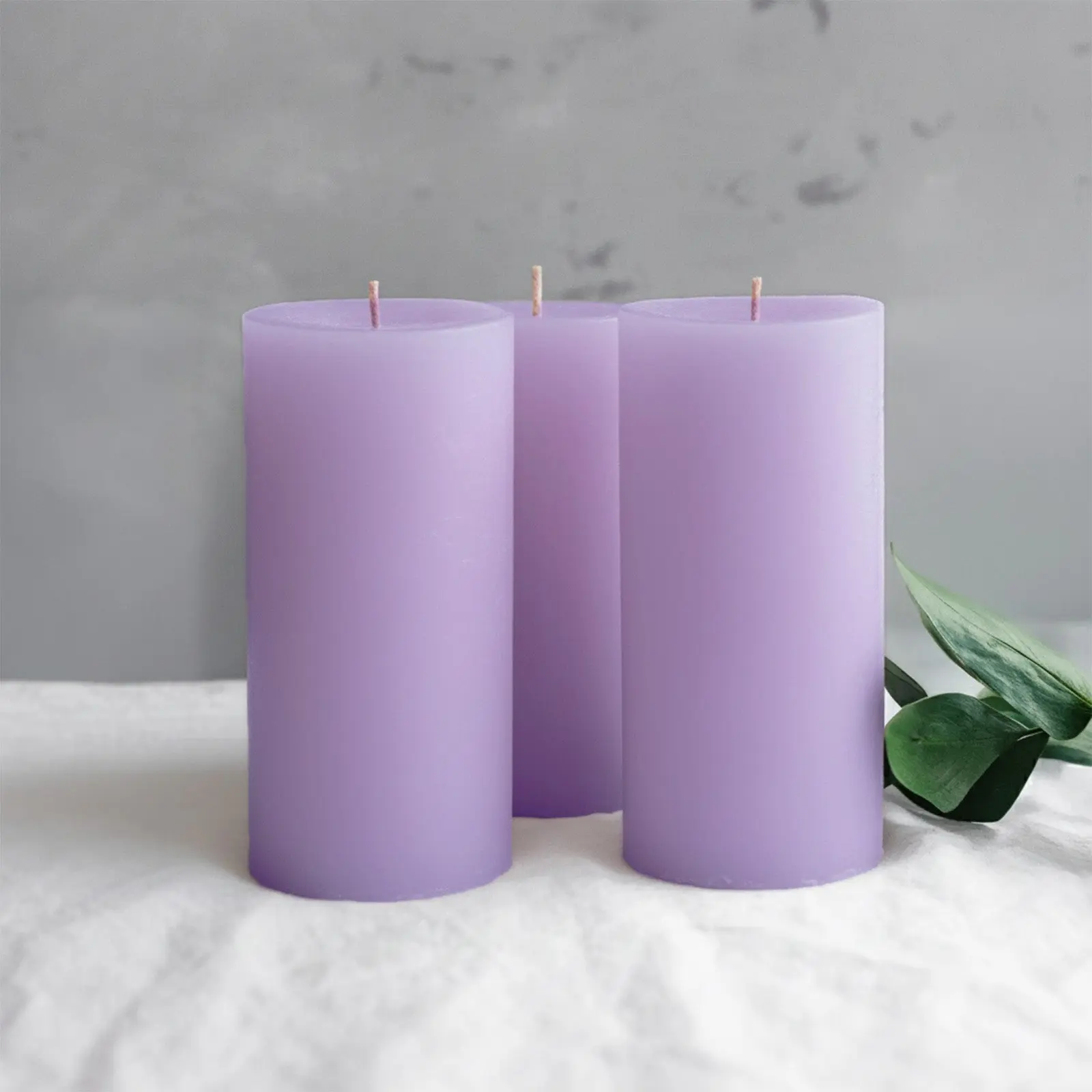 6-Pack Unscented Lavender Lilac Pillar Candles - Dripless 3"x6" Paraffin Wax, Smokeless Cotton Wicks, Clean Long-Lasting 60-Hour Burn for Home Decor