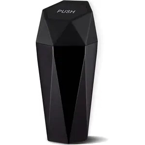 Neatride Car Trash Can with Lid, Diamond Design Small Automatic Portable Trash Can, Easy to Clean, Used in Car Home Office (Black) JUSTTOP interior storage accessory