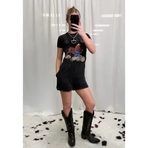 Women's Fashion Straps Overalls, Stomp Tha Romp Bulldogger Romper with Stylish Design