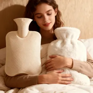 Women's Faux Rabbit Fur Hot Water Bottle, Warm Hand & Stomach Heating Pad, Thick Anti-Burst Winter Bed Warmer, Essential Cold Protection