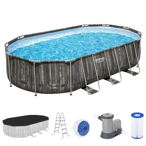Bestway Power Steel 20' x 12' x 48" Oval Above Ground Outdoor Swimming Pool Set