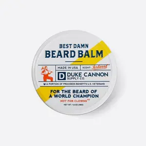 Duke Cannon Supply Co. Best Damn Beard Balm - Redwood Scented Beard Care Balm, Premium Grade Ingredients, 1.6 oz Tin