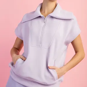 Buttery Soft Quarter Zip Short Sleeve Top trendy sweatshirt