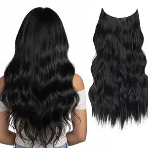 Women's Summer Synthetic Clip-In Hair Extensions - 4-Piece Long Wavy Thick Double-Braided Set, Includes Gift Box and Hair Net Clip On Hairpieces