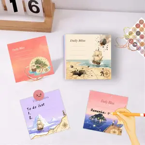 YOOMA 100-Pack with100pcs Stickers+3pcs Mental Note Card Clip,Reminders and Planning Exploration - Themed Sticky Notes,Adventure - Themed "Daily Bliss" Sticky Notes Set for To - Do Lists & Reminders. Ideal for Travel Enthusiasts & Stationery Lovers.