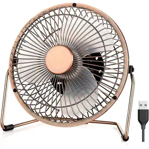6 Inch USB Desk Fan, 360?Rotation Small and Quiet, Portable  Airflow,Mini Metal Personal Cooling Fan with 2 Speed for  Office,Bronze(USB  ONLY)