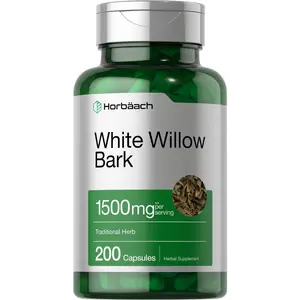 Horbäach White Willow Bark Capsules | 1500mg | 200 Pills | Max Strength | Non-GMO, Gluten Free Herb Extract