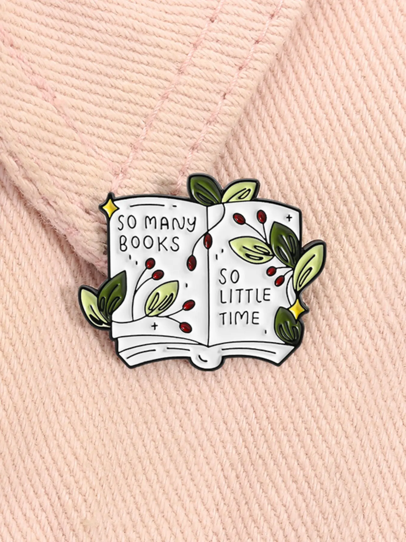 So Many Books So Little Time Enamel Pin Brooch Pins Floral Book Metal Brooch Flower Brooch Lapel Backpack Badge Fashion Jewelry Accessories Gift for Reading Lover Friends Exquisite Brooch