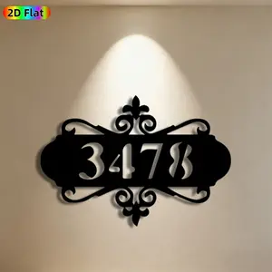 1pc Vintage Scrollwork Metal Wall Art,Vintage Scrollwork Statue Mural, Ideal Gift for New Year, Christmas, Home Number Decor Enthusiasts,  Metal Wall Decor Wall Sculptures, Perfect for Front Door Wall & Garden Fence, Stylish Home Exterior Decor