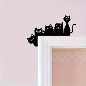 Five cats metal door corner decoration, animal themed wall pendant, suitable for indoor hanging, Halloween and Christmas door corner signs, suitable for creative art hanging in living rooms, homes and holidays.