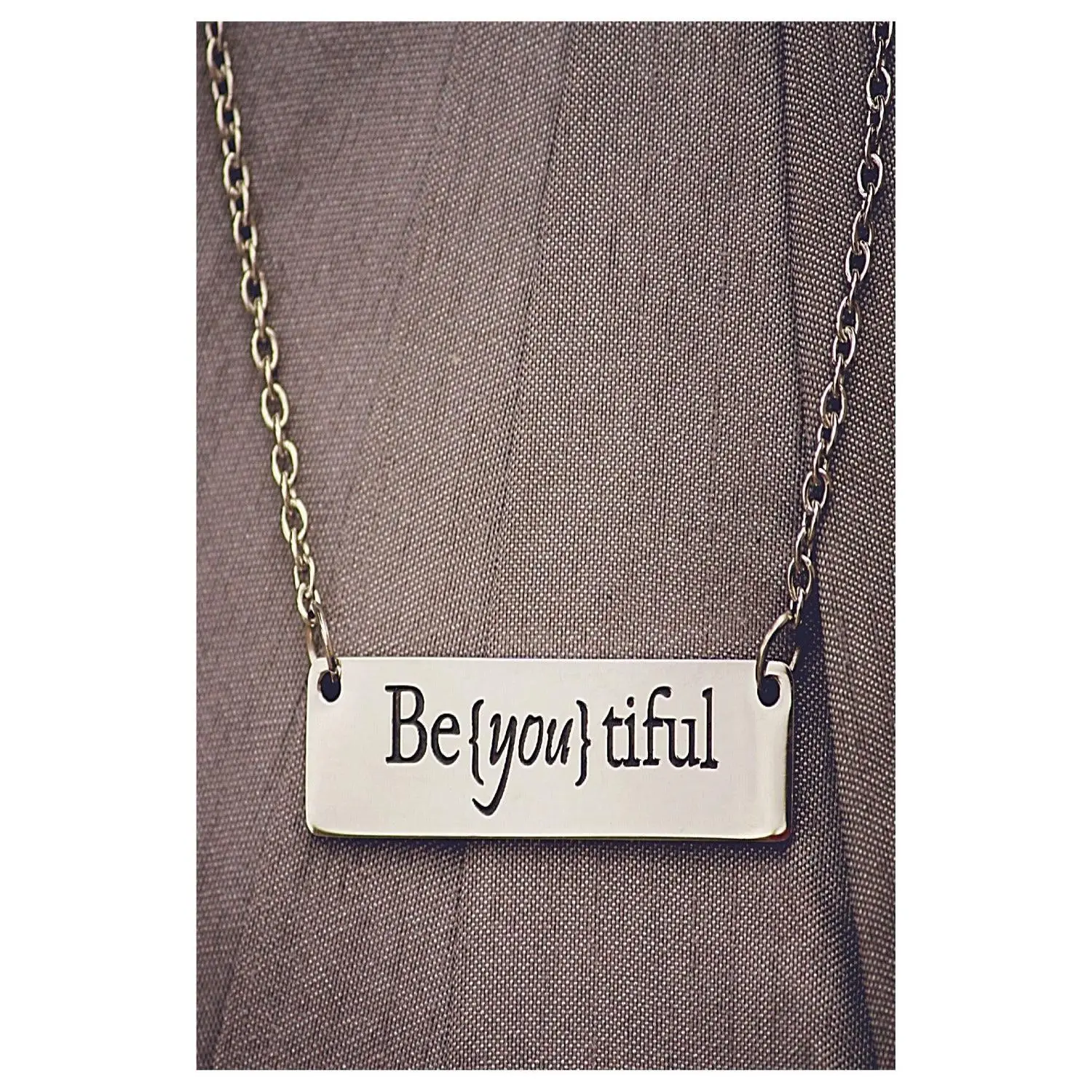 Inspirational Stamped Steel Necklace, Meaningful Gifts, Artisan Engraved Necklaces