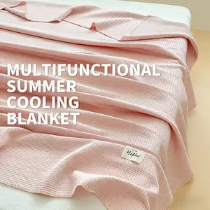 Comfortable Waffle Lightweight Blanket, Breathable Cool Summer Bed Blanket, Soft All-Season Cover, Multiple Colors Available