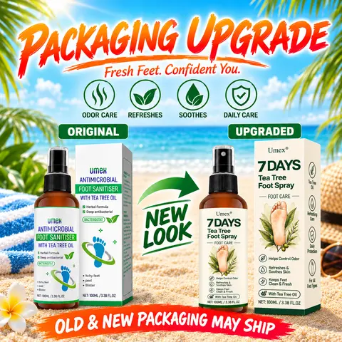 Upgraded-UMEX Tea Tree Oil Antifungal Foot Spray - 100ml Liquid, 97% Stink Elimination, Fast Fungus Defense, Clinically Tested Natural Antiseptic, Quick-Dry Formula, Cracked Heels Repair, Moisturizing Foot Treatment for Summer Use, Intensive Foot Care