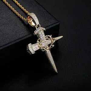 hip-hop pendant slightly inlaid with zircon anchor nails fashion necklace jewelry accessories men's and women's necklaces