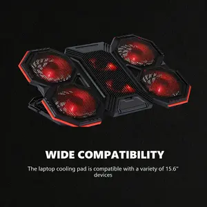 Adjustable Laptop Cooling Pad with 6 Fans - 6-Speed Wind & 6-Level RGB Light (One Knob Sync), Dual USB Hub, Built-in Phone Stand, Compatible with 9-17.3 Inch Laptops, 860g Portable Design for Gaming/Streaming/Online Meetings/Work/Study/Travel