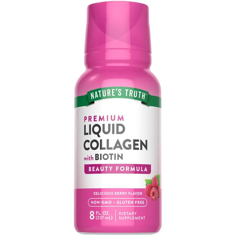 Nature's Truth Collagen Peptides Liquid with Biotin - Type 1 & 3 - Berry Flavor - 8 fl oz - Non-GMO & Gluten Free