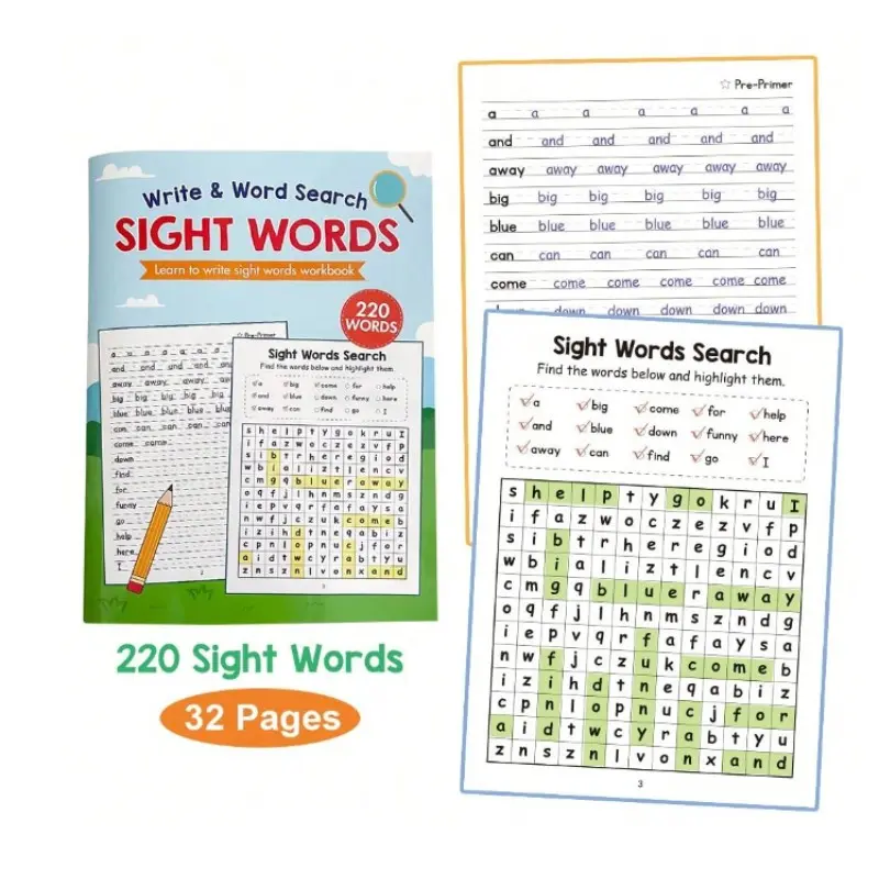 Teenagers' English Learning Aid Tool, Interactive Word Search & Writing Practice, 32-Page Color Vocabulary Builder, Ideal for Children Education, Classroom Supplies