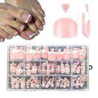 Baby Pink Square French tip Toe Nail Tips