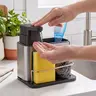 Mickey Corrosion-Resistant Press-Type 3-in-1 Leak-Proof Hand & Dish Soap Dispenser Set - Multifunctional Soap Canister, Sponge Holder, Tray, Kitchen Sink Countertop Organizer That Keeps Kitchen Organized (Black)