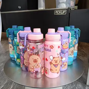1pc 800ML Capybara Water Bottle with Flip Lid, Cartoon Design, Leak-Proof, Reusable, Suitable for Cold & Hot Water, Sports Gym Office Picnic Camping Travel Gift