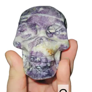 Root Fluorite Carved Crystal Skull- Home Decor