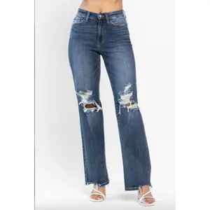 Judy Blue 90's Knee Destroy Straight Leg Jeans