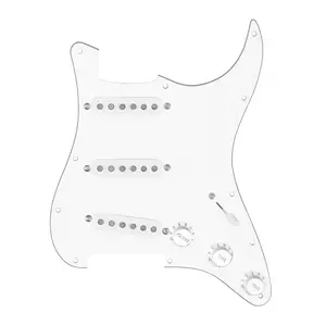 920D Custom Vintage American Loaded Pickguard for Strat With 3-Way-Bleed Switching and Reverse Angle Bridge, White Pickups, White Pickguard, and S3W Hazy Wiring Harness