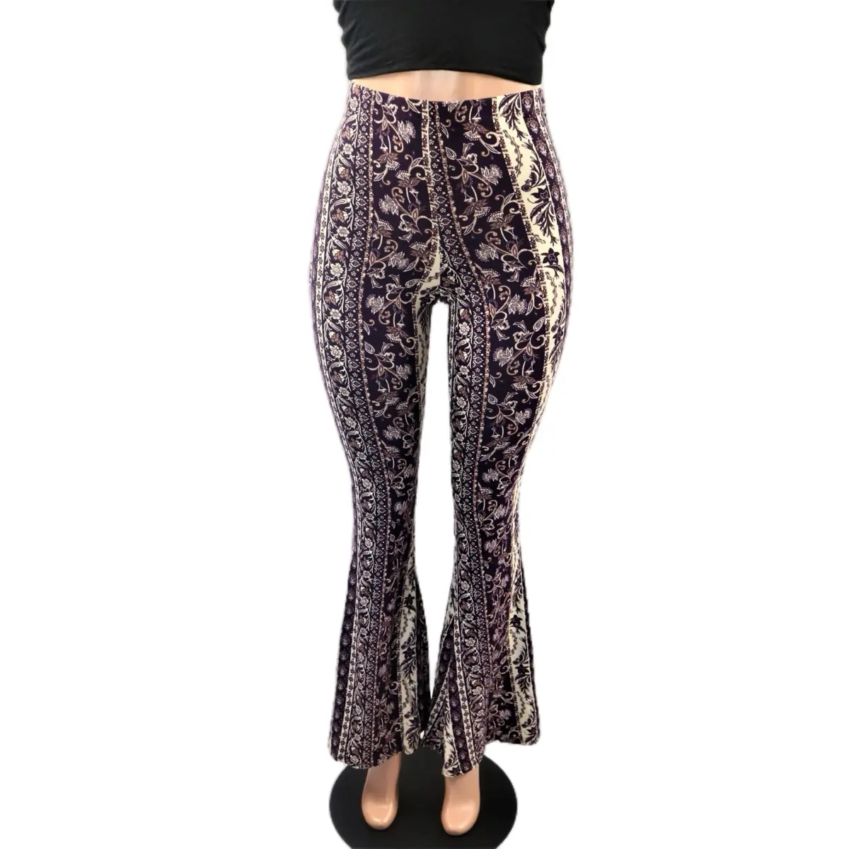 Purple Santana Palazzo Pants forbidden jeans slippery pants High Waisted Comfortable Printed Womenswear Bottom