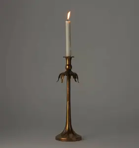 Antique Gold Taper Candle Holder - Large