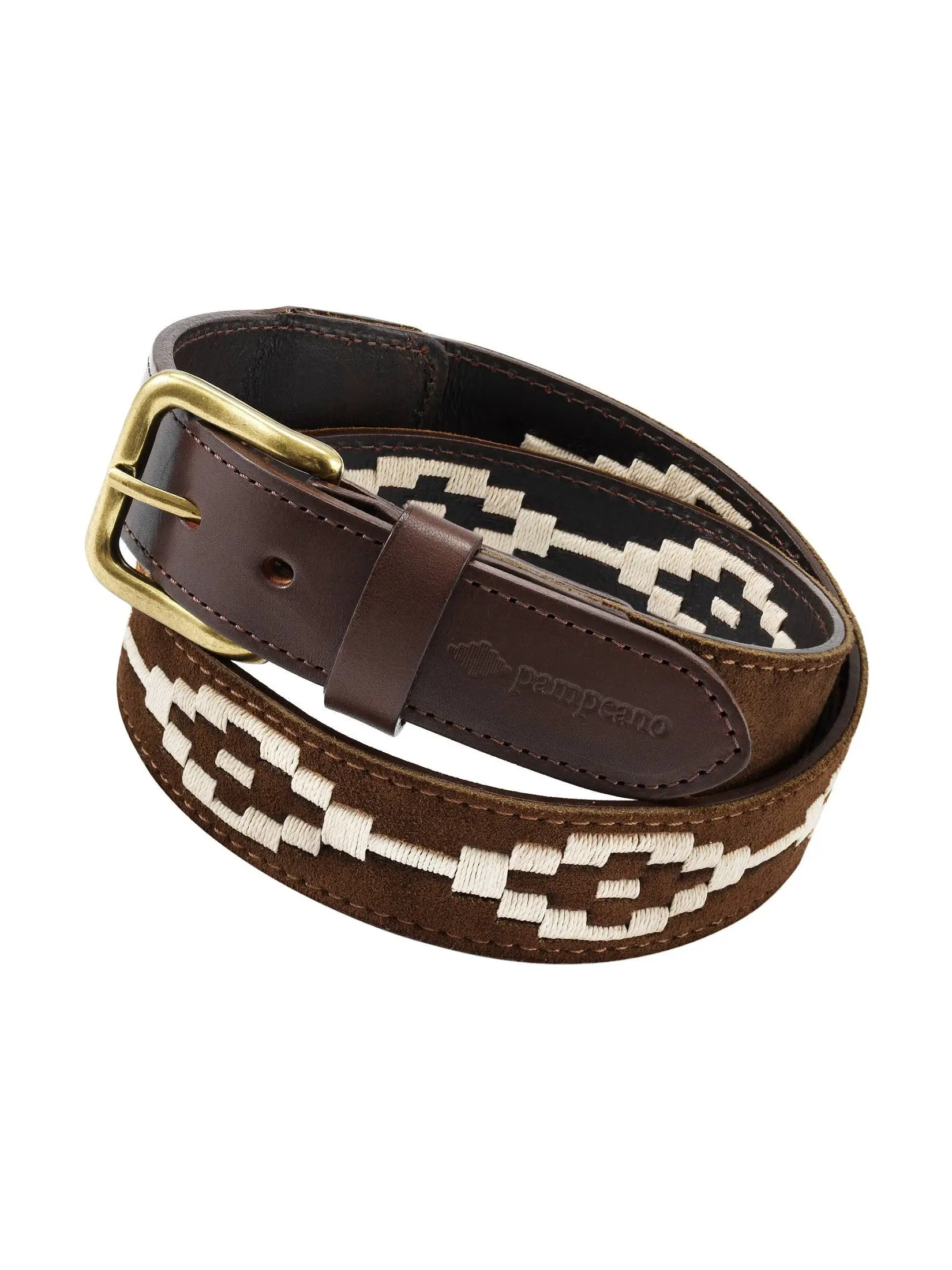 Pampeano hand-stitched suede polo belt - confianza brown