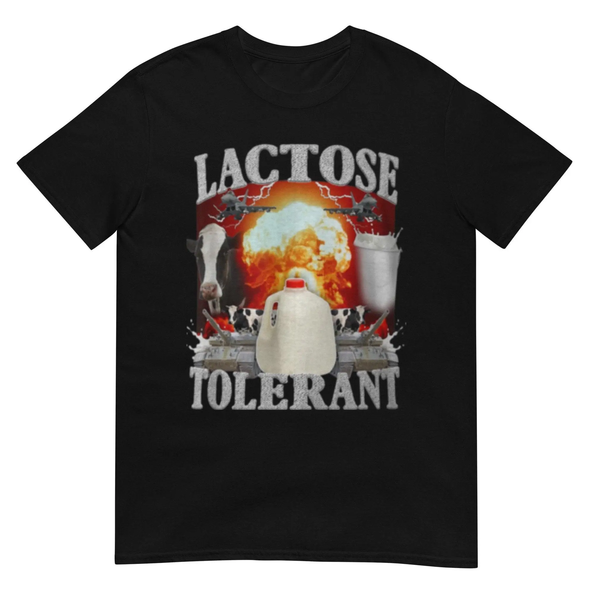 Lactose Intolerant Graphic T-Shirt for Men, Casual Lightweight Short Sleeve Top in Smooth, Seamless 100% Cotton, Tshirt, Shortsleeve, Fabric