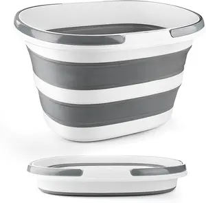 Compact Multifunctional Utility Bucket – 16L Collapsible Silicone Cleaning Bucket with Handle for Mopping, Car Wash, Window Cleaning & Storage Organizer