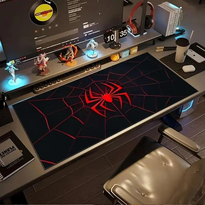 Gaming Mouse Pad, Gaming Mousepad, Mouse Pads For Desk, Featuring Red and Black Spider Web Design with Spider Hero Logo, Non-Slip, Durable, with Rubber Base, Addition to Office Desks, Oversized Desk Mat for Computer Decoration