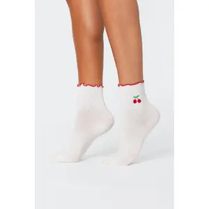 Contrast Frilly Socks