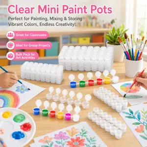 150 Strips Clear Mini Paint Pots, Empty Plastic Containers with Flip Lids, 6 Pots Per Strip, for Acrylic Paint, DIY Crafts, Art Class and Storage