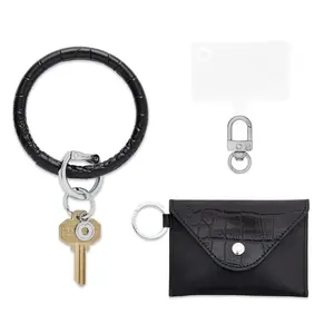 OVENTURE Black Mini Envelope Wallet Wristlet with Phone Holder & Keychain - Sleek Stylish Compact Accessory for Everyday Use