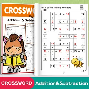 1 set, digital crossword exercise book, mental arithmetic notebook for addition and subtraction within 20, math operations calculation book, develops children's arithmetic skills, elementary and kindergarten math curriculum