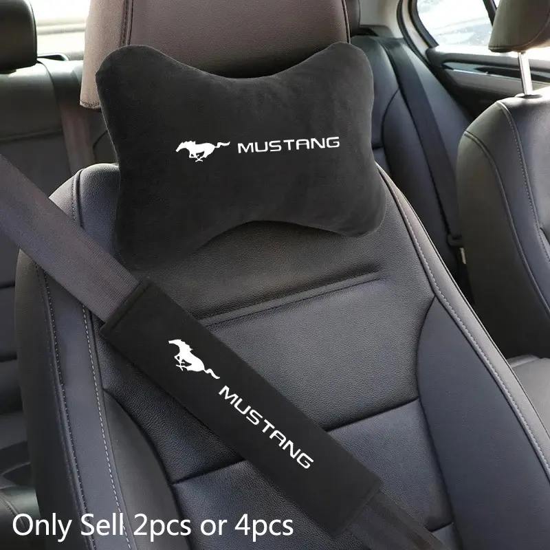 Car Seat Headrest Rest Neck Pillow Cushion Seat Belt Shoulder Pad For Mustang GT Shelby Fiesta Kuga Edge Mondeo GT Fusion Automotive Auto Interior Accessories