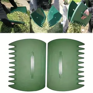 2-Piece Leaf Rake Hand Broom Set, Large Plastic Garden Grabber Tool Kit, Durable Gardening Hand Tools for Picking Up Leaves and Grass Clippings