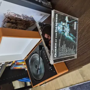 Yintiny Rechargeable Leather CD Player with Speakers; Bluetooth Transmitter; Festival Gift; BGM Player for Home Decor