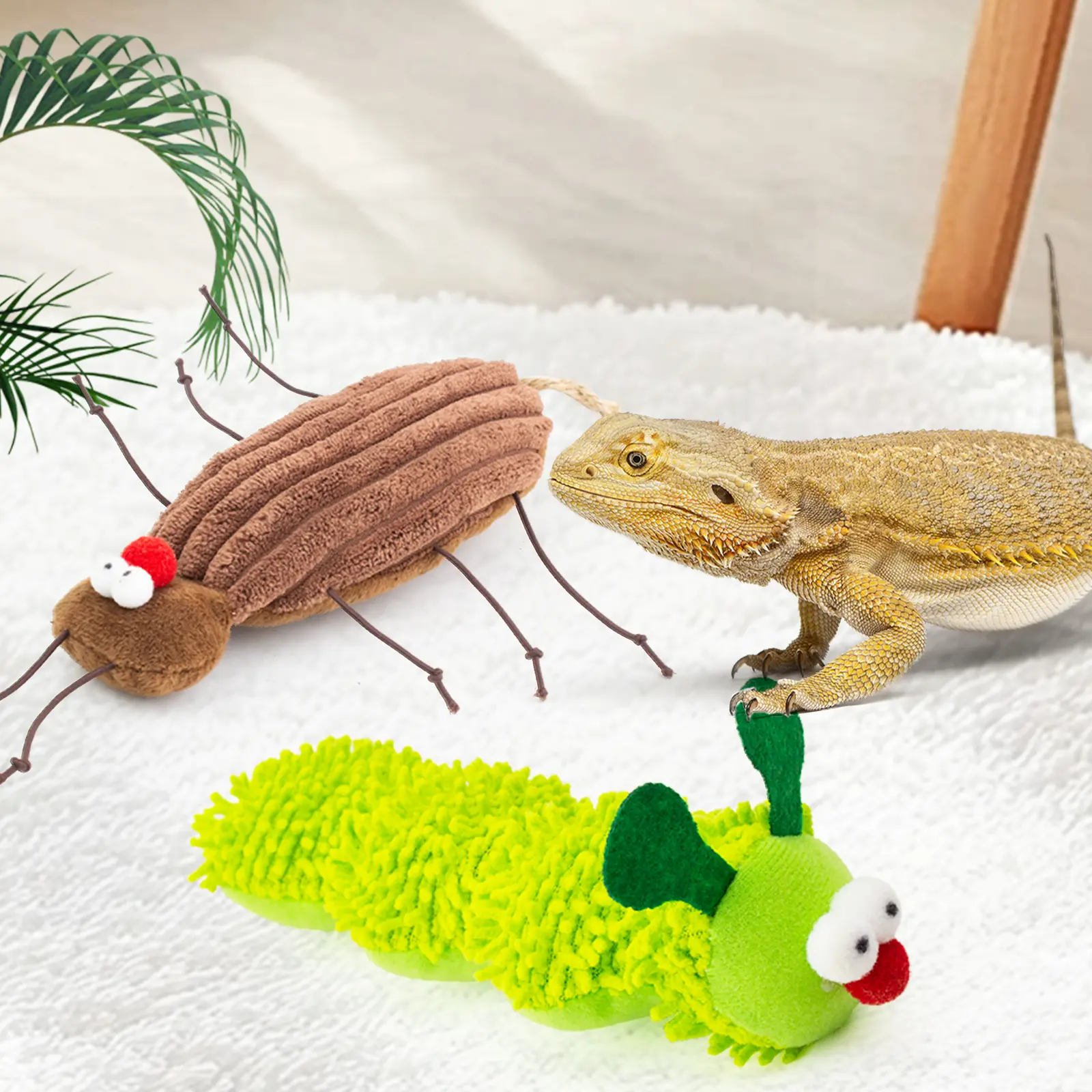 2 Pack Bearded Dragon Accessories, Plush for Bearded Dragon, Interactive Bearded Dragon Simulation Stuffed for Tank, Reptile Stuffed Plush Animals Bearded Dragon