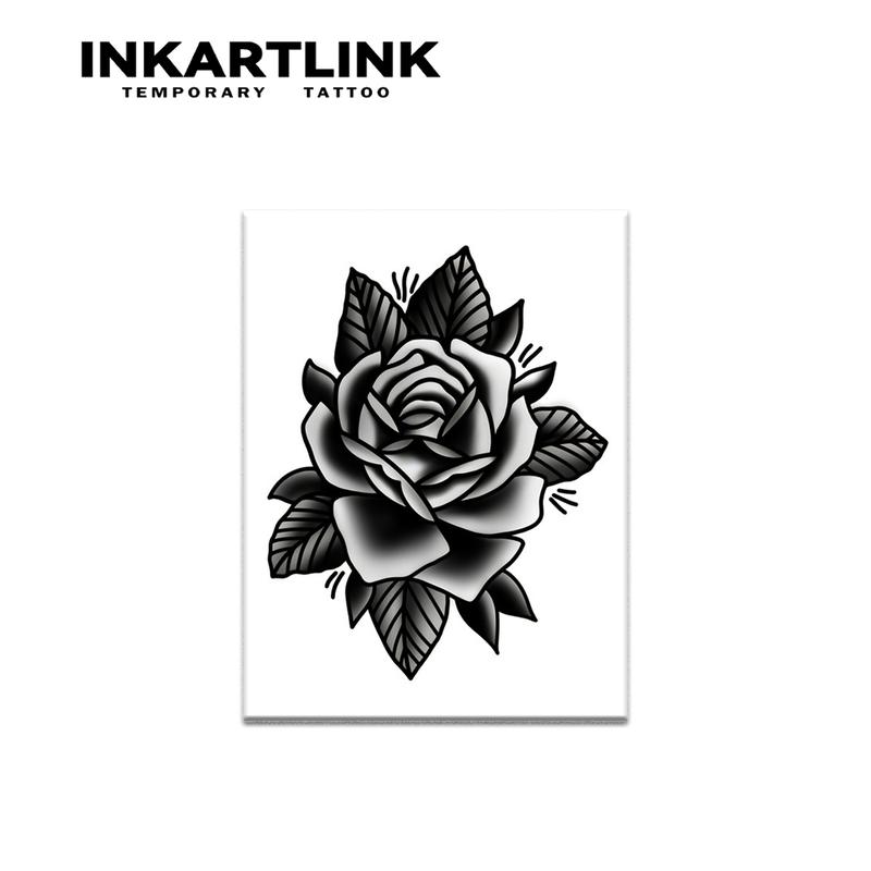 INKARTLINK Tattoo Tech, 2 Sheets Semi-Permanent Temporary Tattoos, Ink Rose, Adult Art Design,Lasts 1-2 Weeks, Waterproof, Realistic Look, No Adhesive, No Reflection,For Man And Woman,Ideal for Swimming, Party