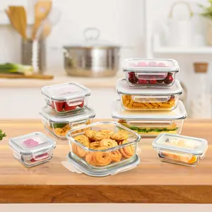 20PCS (8 Glass Food Storage Containers + 8 Sealed Lids + 4 Cleaning Supplies) High Borosilicate Glass Container Set - Leak-Proof, Airtight Design for Lunch, Outings, Leftovers, Kitchen & Pantry Organization