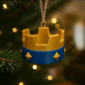 Clash Royale Crown Christmas Ornament - 3D Printed Christmas Tree Decor, Gamer Gift, Royal King Crown Bauble