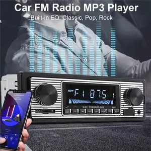 Vintage Car FM Radio MP3 Player Bluetooth USB Classic Stereo Audio Receiver AUX Mp4 Clock Electronic Memory Remote Speaker