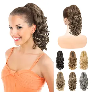 LuxeHair 14" Claw Clip Ponytail Extension Classic Curly clip on Pony Tails Hair Extensions Heat Resistant Synthetic Fiber Light Weight- Multi Color Available