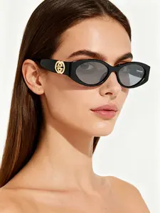 Fashion Small Frame Oval Sunglasses, Modern Narrow Frame Uv400 Protection, Stylish Versatile for Driving Beach Travel, Fashionable Sunglasses, Modern Trendy Sunglasses, Trendy Styling Sunglasses, Trendy Beach Eyewear