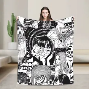 Tomie Junji Ito Blanket  Soft Fashion Plush Throw Blanket For Couch Chair Sofa Bed Travel Flannel Bedspread Bed Cover