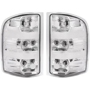 Tail Light Lamp Pair Compatible with 2007-2014 Chevy Chevrolet Silverado 1500 2500 HD 3500 HD & 2007-2009 GMC Sierra 3500 HD Driver Side & Passenger Side Clear Lens+Chrome Housing